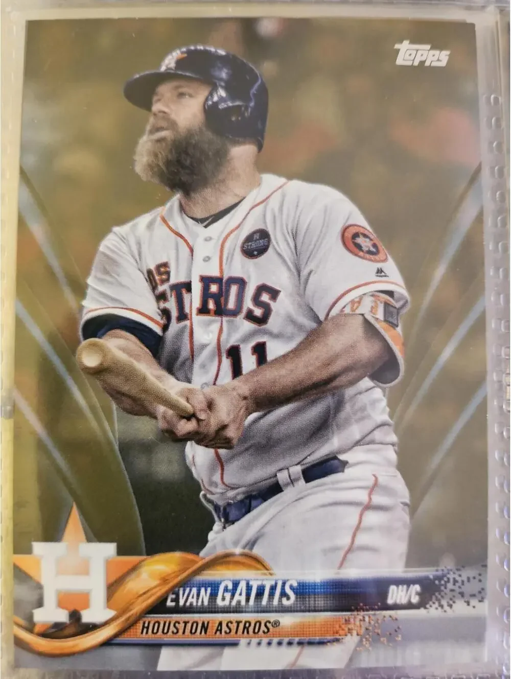 2018 Topps GOLD insert- Evan Gattis - No. 2011/2018  #375 - Astros - RAW Mint
